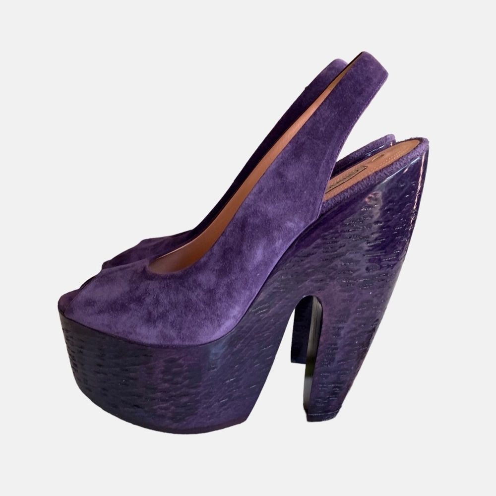 GIANMARCO LORENZI PURPLE SUEDE PLATFORM WEDGE